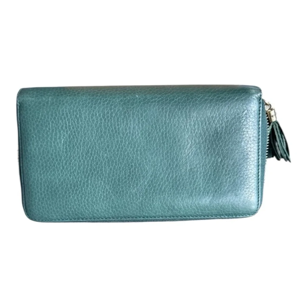 EUC Authentic Gucci Forrest Green Leather Soho Zippy Wallet with Tassel - Picture 8 of 12